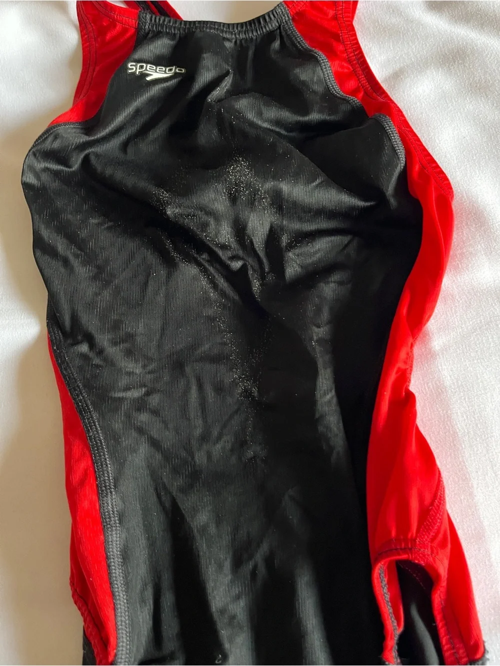 Speedo Fastskin FSII Competitive Swimsuit Red Black Size 30 One Piece Flyback